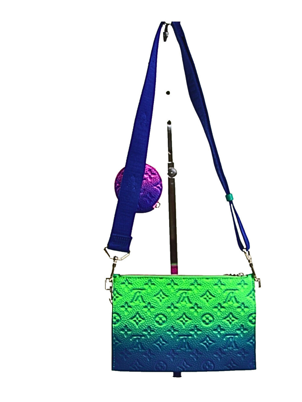 Louis Vuitton Monogram Illusion Trio Pouch NM Pouch Green Pink LV Auth